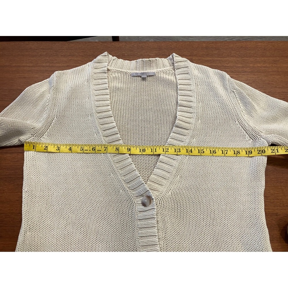 Gap Sweater Womens Size M Beige Long Cardigan V-Neck Cotton Grandpa Layering - Picture 9 of 10